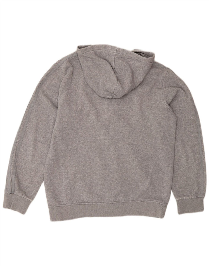 Maglione con cappuccio e zip Adidas da uomo in cotone grigio medio