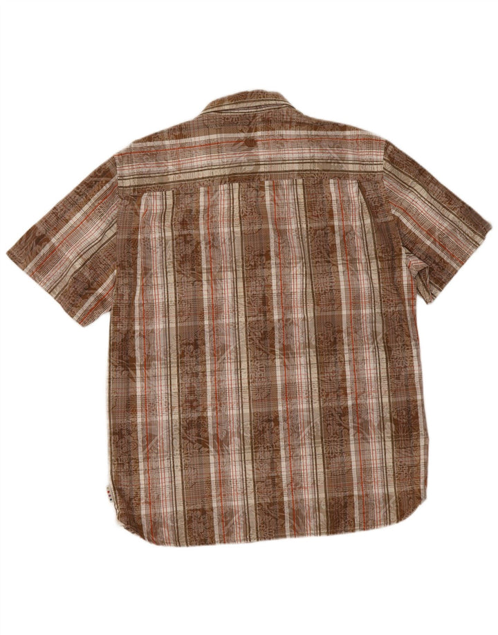 Camicia a maniche corte da uomo Fat Face in cotone a quadri marrone medio