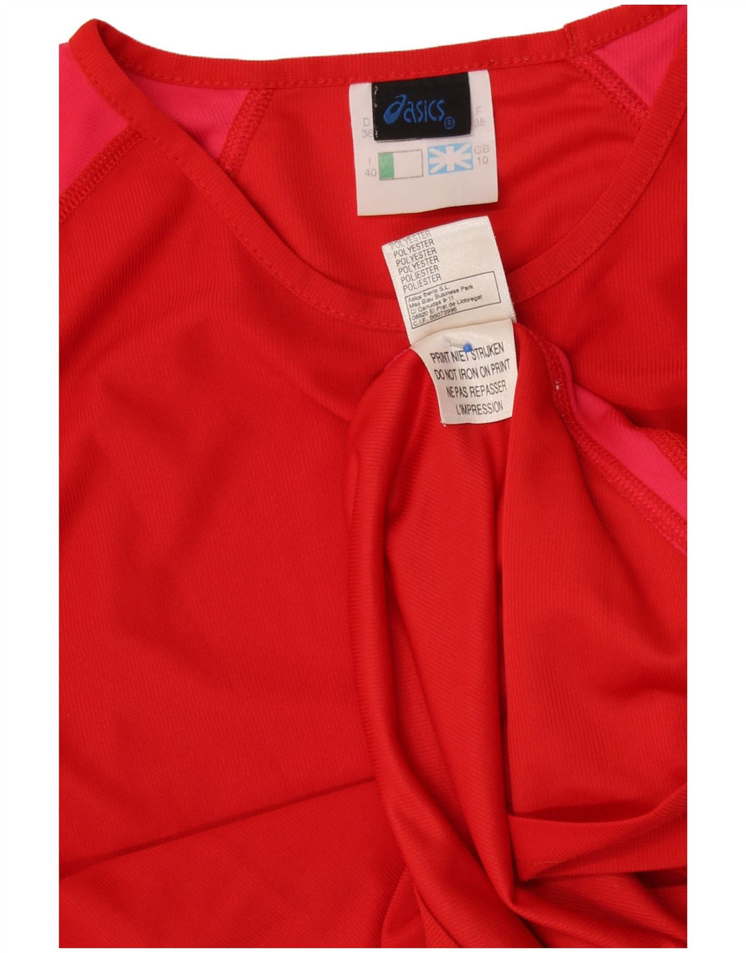 Maglia ASICS da donna a maniche lunghe UK 10 Small Rosso Colourblock Poliestere