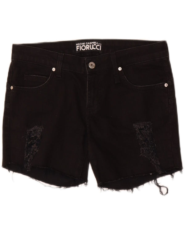 FIORUCCI Womens Distressed Denim Shorts W30 Medium  Black Cotton