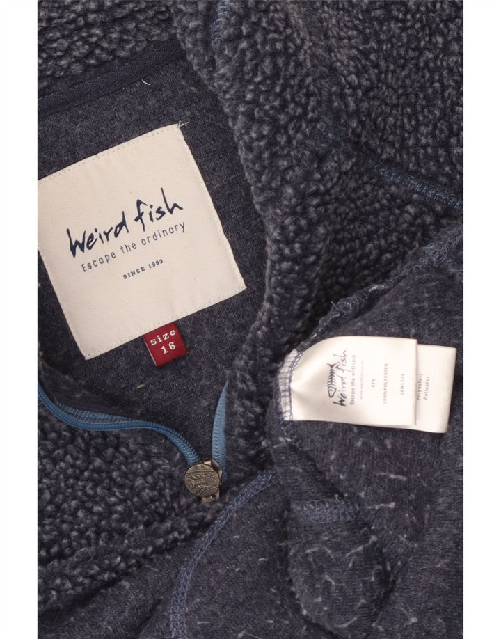 Maglione in pile da donna con collo con zip Weird Fish UK 16 grande poliestere blu navy
