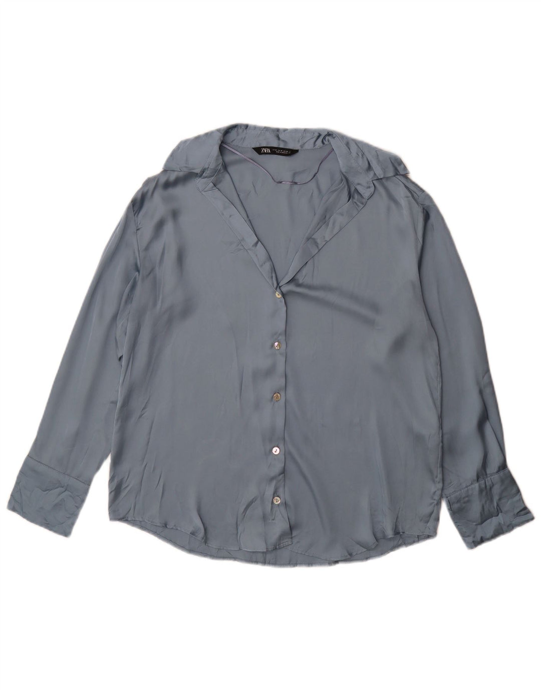 Camicia Zara da donna camicetta UK 14 poliestere blu medio