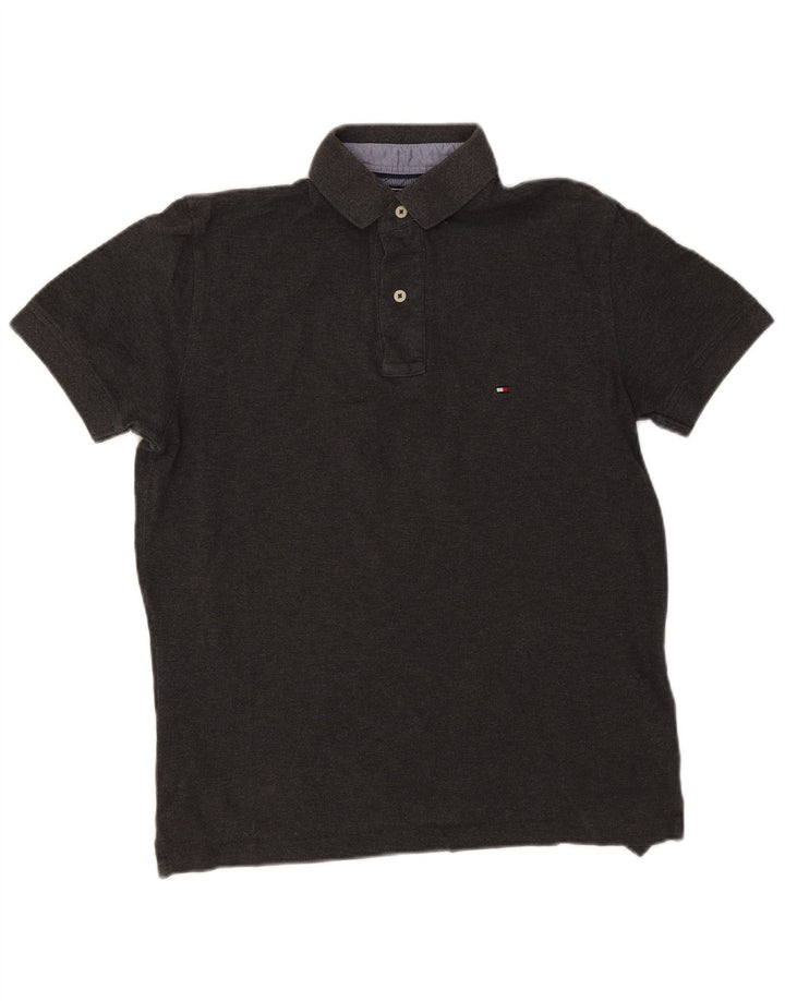 Polo da uomo Tommy Hilfiger piccola in cotone grigio