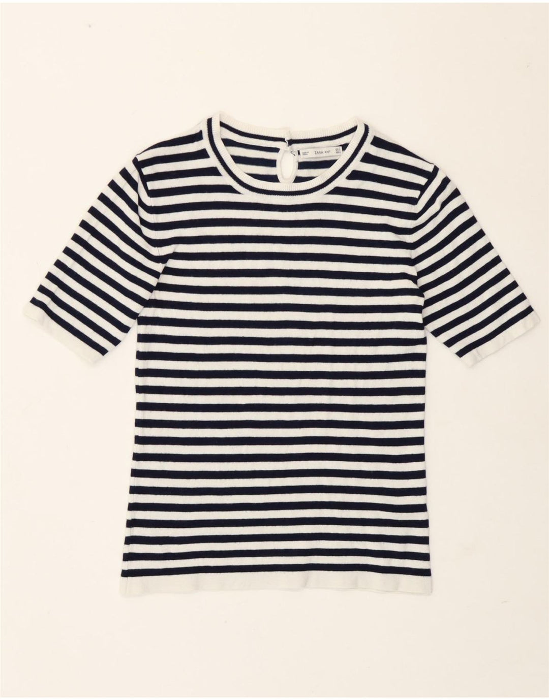 T-shirt Zara da donna Top UK 12 media blu navy a righe