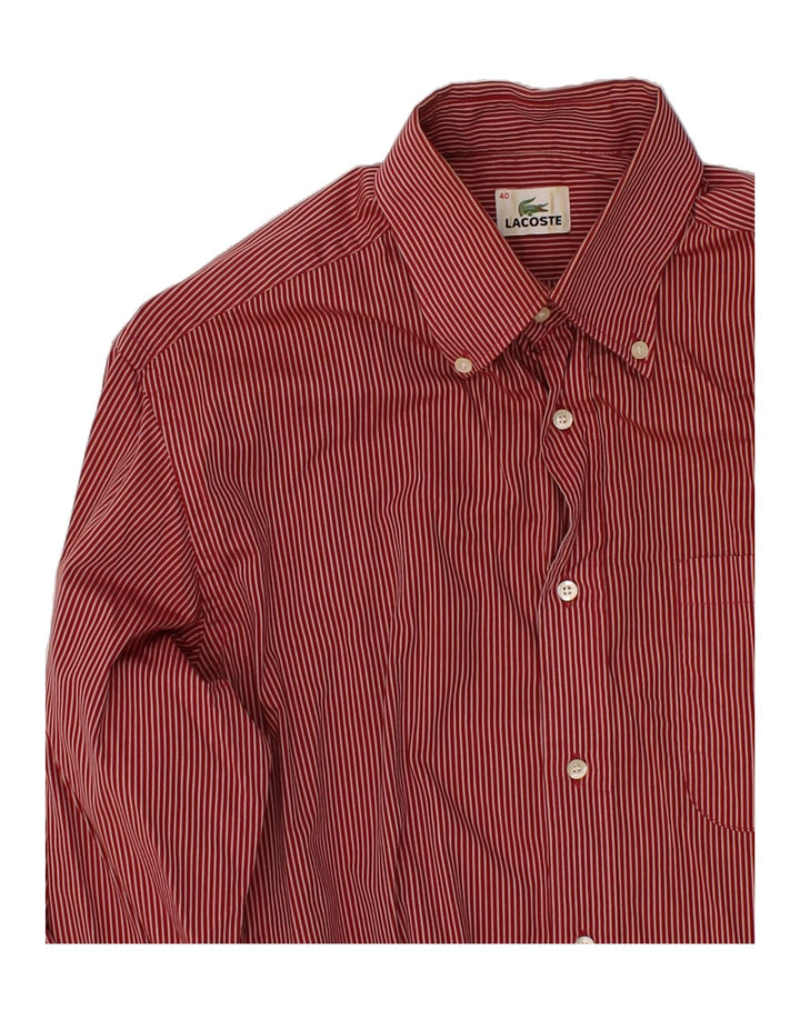 LACOSTE Mens Regular Fit Shirt Size 40 Medium Red Pinstripe Cotton Preppy Vintage Lacoste and Second-Hand Lacoste from Messina Hembry 
