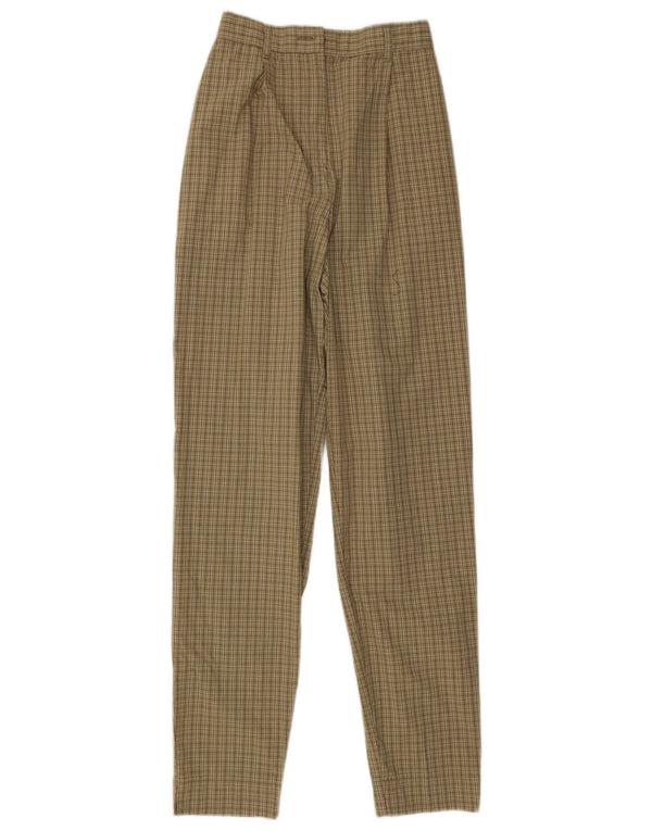 Pantaloni chino da donna Marks & Spencer UK 10 piccoli W24 L31 quadri marroni