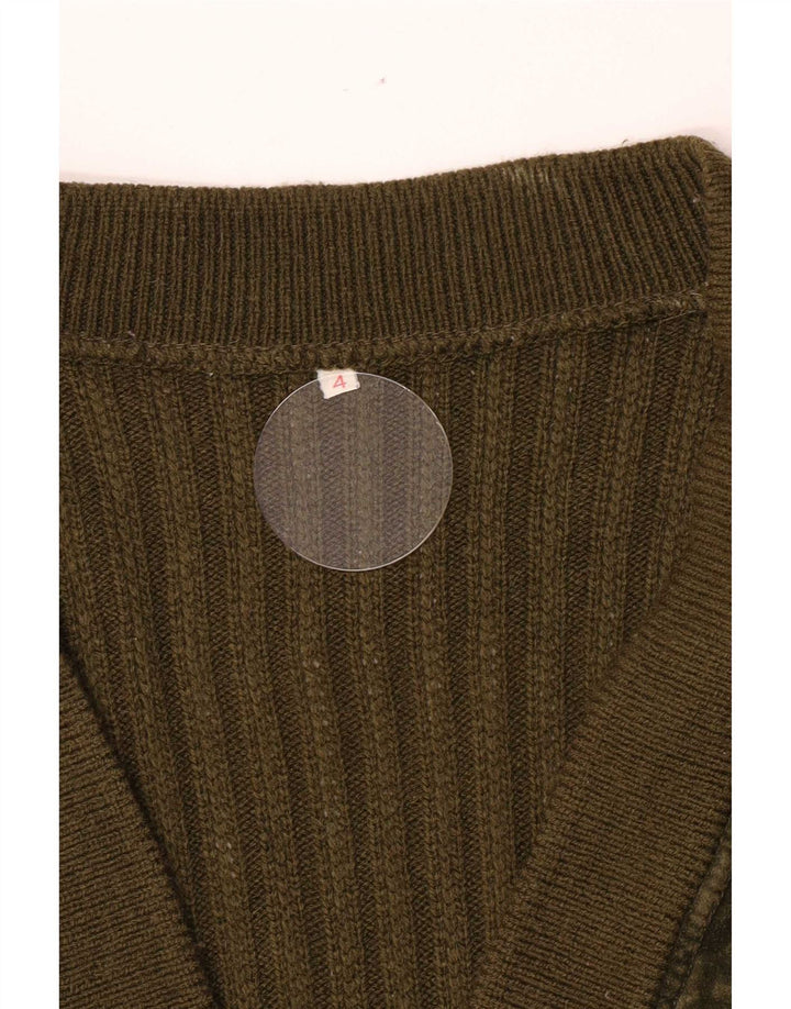 Maglione cardigan da uomo vintage grande kaki geometrico