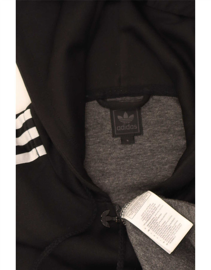 Felpa con cappuccio da uomo Adidas Large nera in poliestere