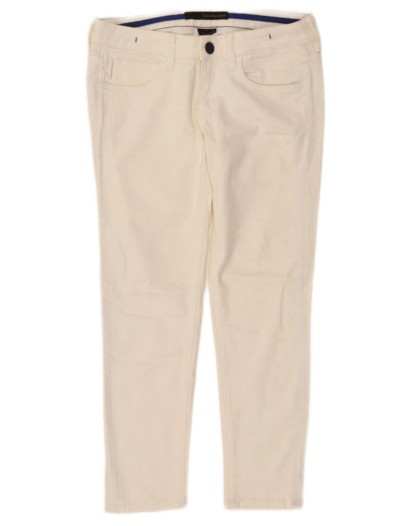 Jeans skinny crop a vita bassa da donna Calvin Klein W28 L25 cotone bianco