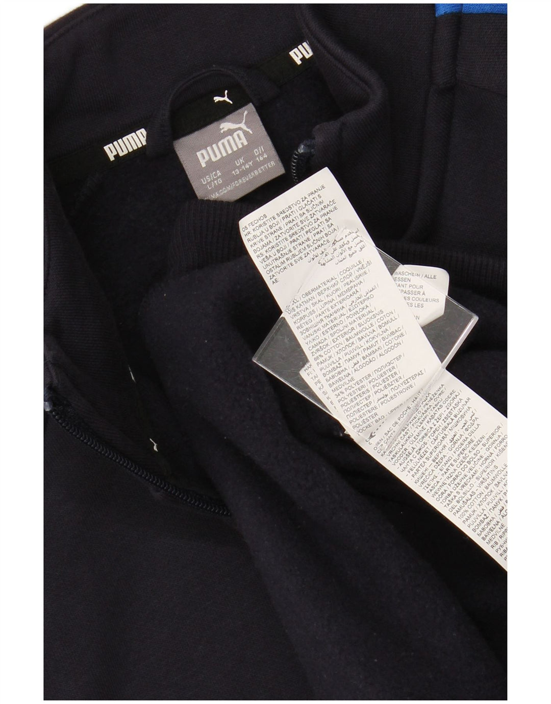 Giacca da tuta da ragazzo PUMA 13-14 anni in cotone blu navy