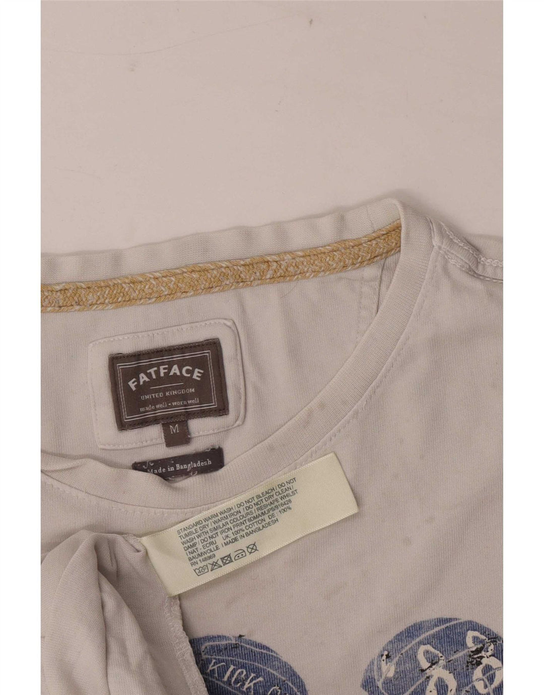 T-shirt grafica da uomo Fat Face Top in cotone bianco medio