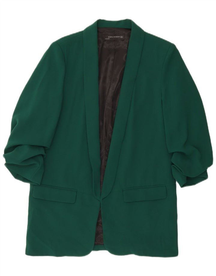 Giacca blazer aperta da donna con maniche a 3/4 ZARA UK 14 poliestere verde medio