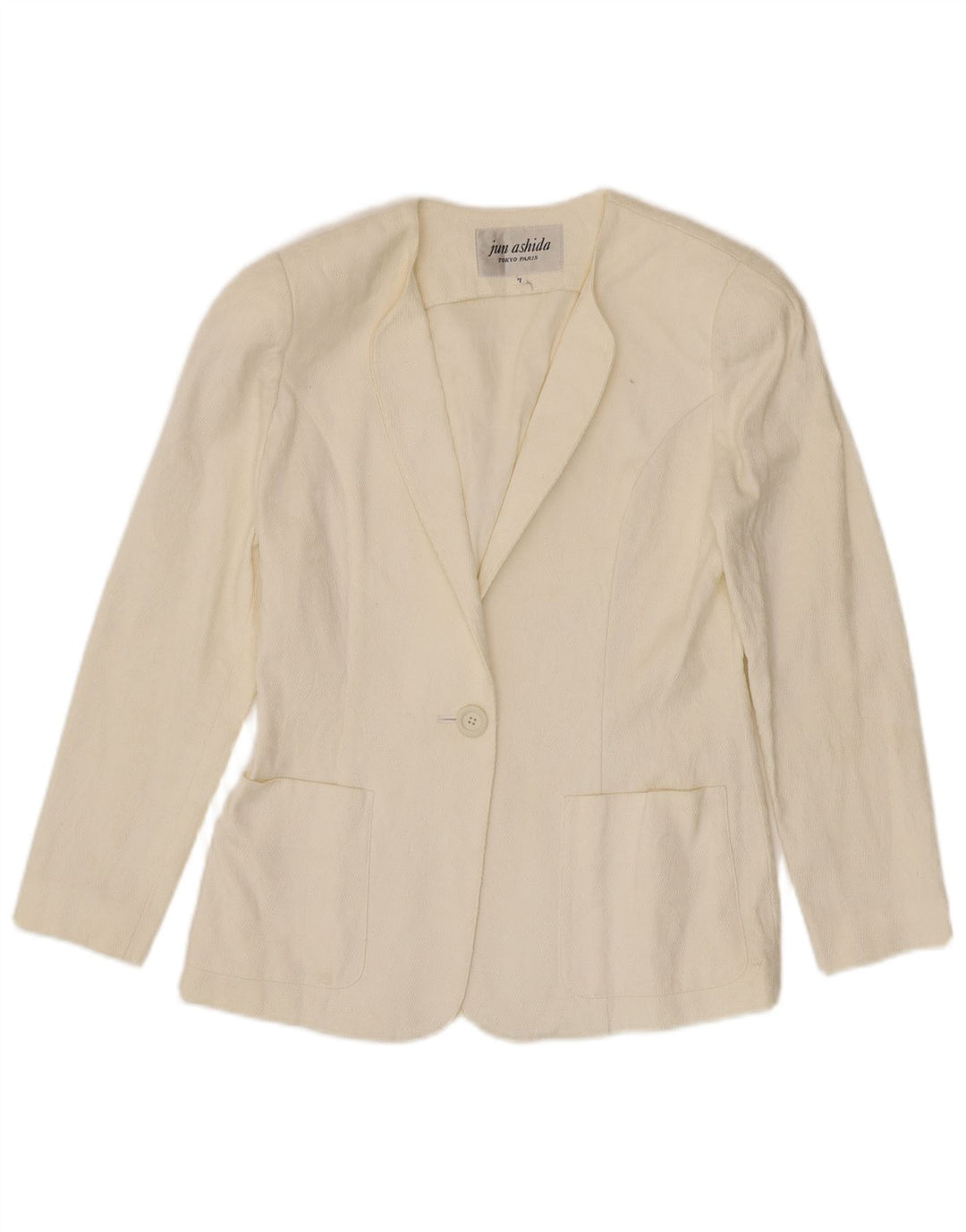 Giacca blazer da donna a 1 bottone Jun Ashida UK 10 Small Off White geometrica