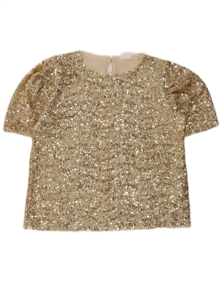 Top Blusa Bambina Zara 13-14 Anni Poliestere Oro