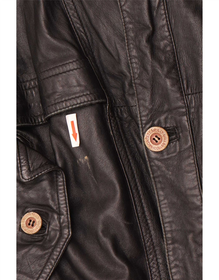 Giacca in pelle vintage da uomo vestibilità ampia UK 38 media nera
