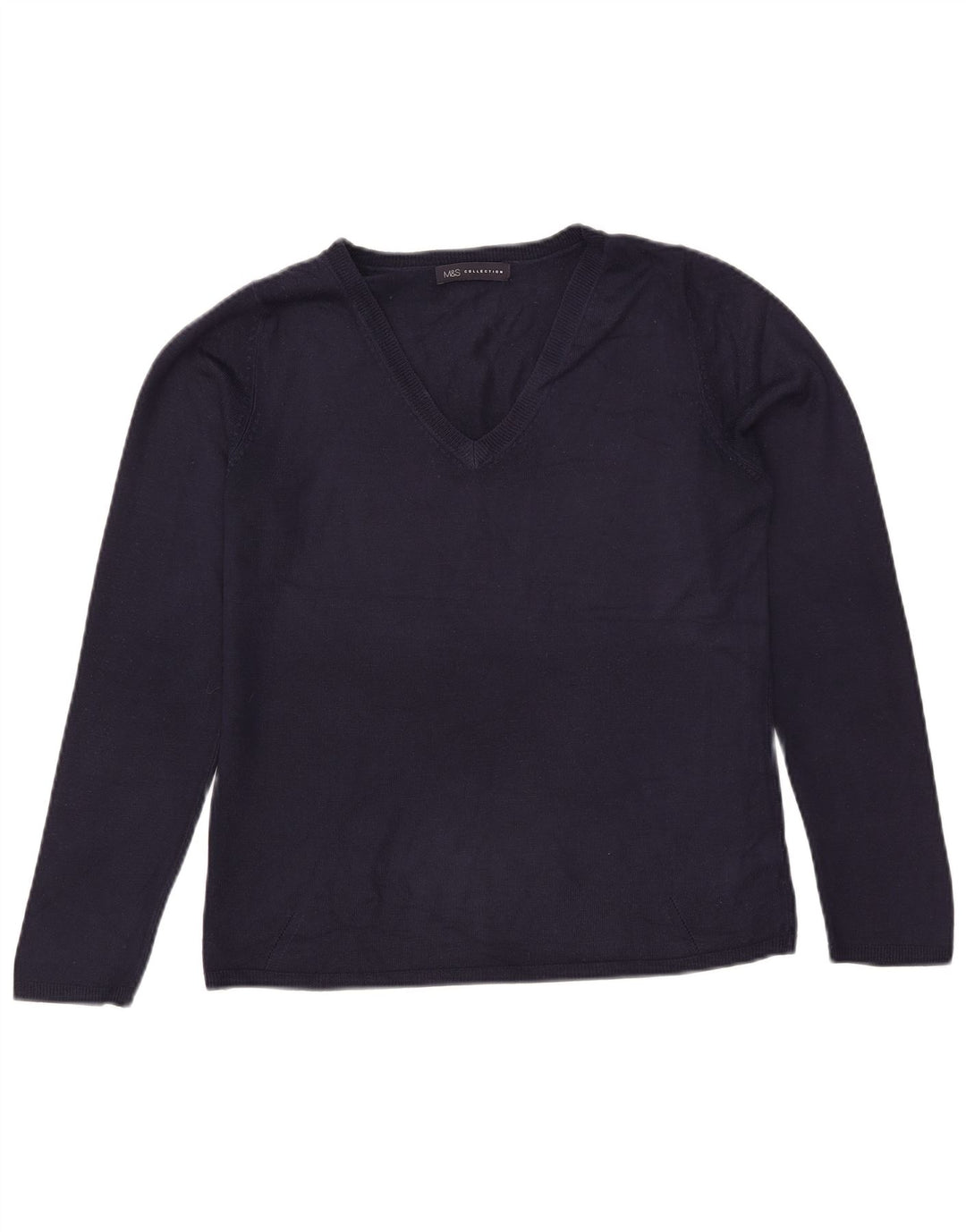 Maglione maglione con scollo a V da donna Marks & Spencer UK 12 medio blu navy