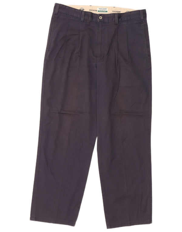 DOCKERS Pantaloni chino con pegging da uomo kaki W36 L32 cotone blu navy