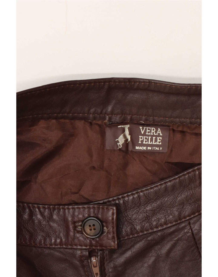 Gonna in pelle vintage da donna piccola W26 marrone