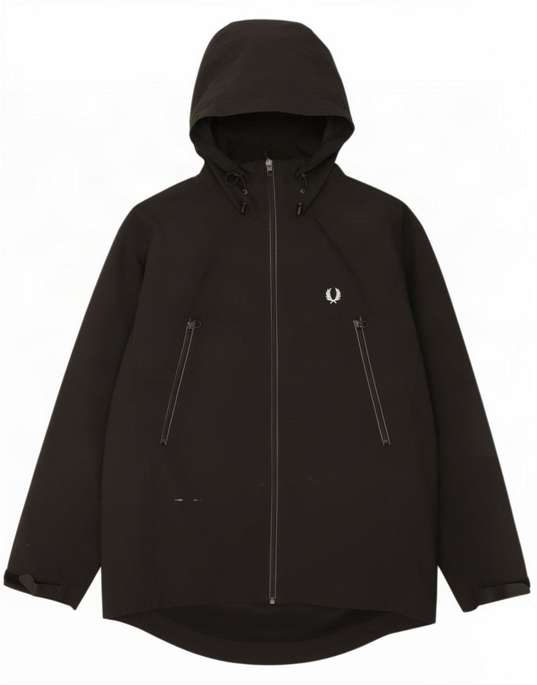 Giacca antipioggia da uomo con cappuccio Fred Perry UK 38 nylon nero medio