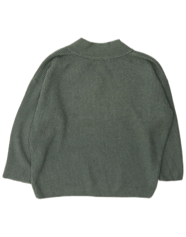 Maglione oversize con scollo a V da donna Zara UK 14 Acrilico verde medio
