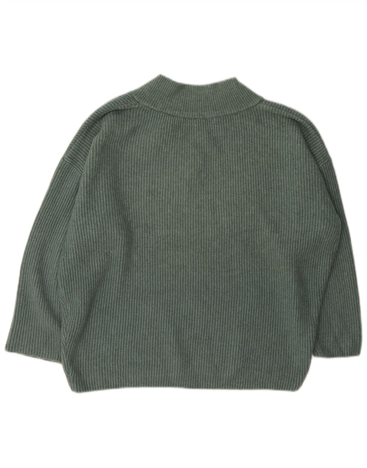 Maglione oversize con scollo a V da donna Zara UK 14 Acrilico verde medio