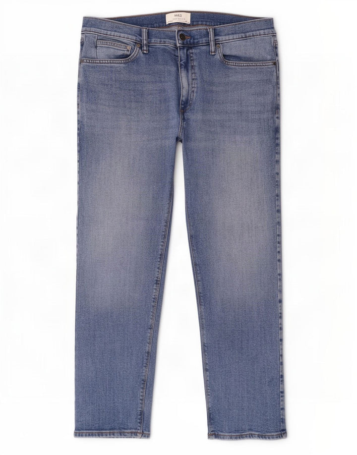 Jeans dritti da uomo Marks & Spencer W36 L29 cotone blu