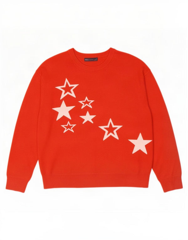 Maglione da donna con scollo a barca con grafica Marks & Spencer UK 18 XL Rosso