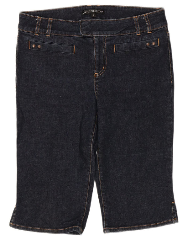 Pantaloncini di jeans Bermuda da donna Marks & Spencer UK 8 piccoli W30 cotone blu navy