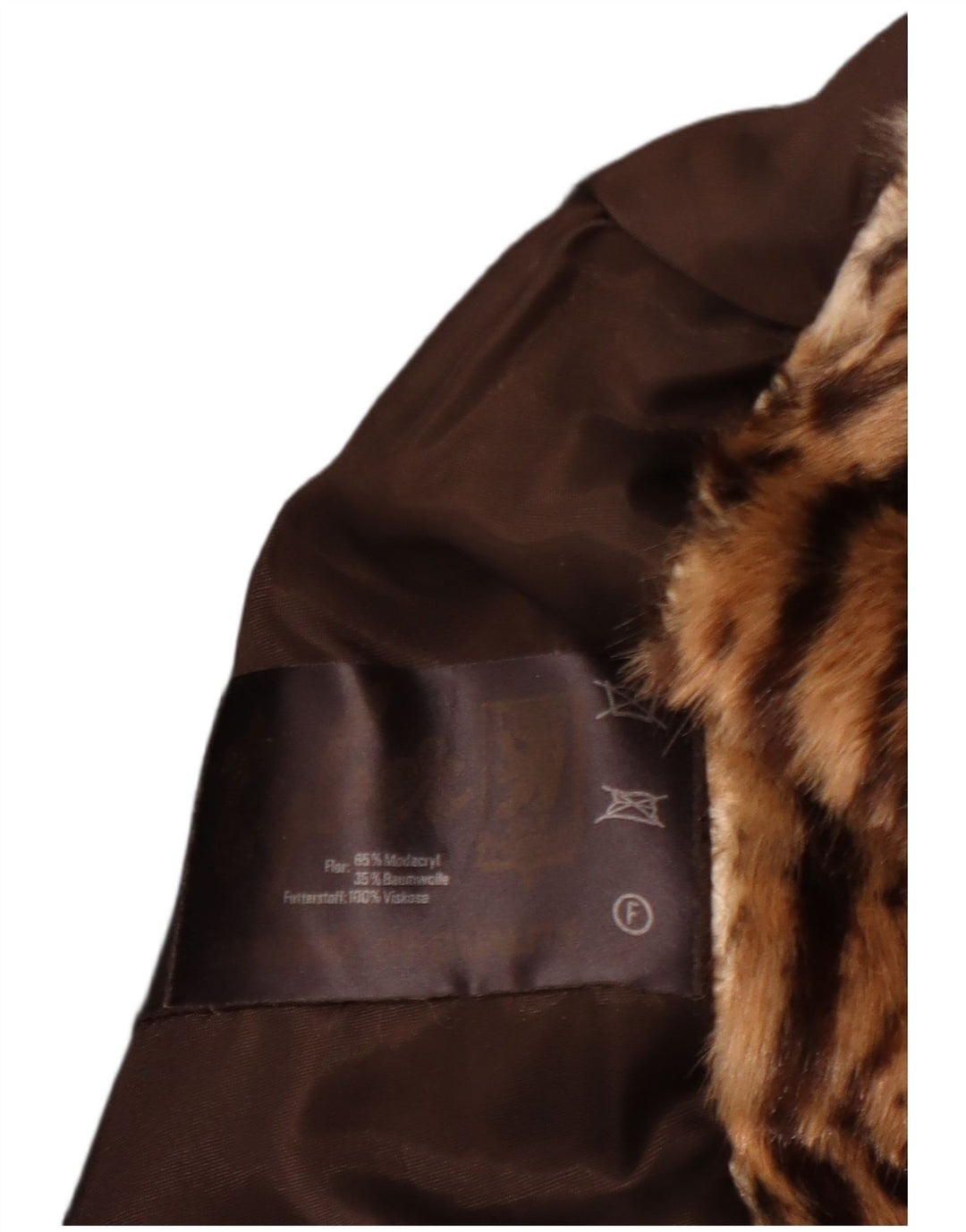 Giacca da donna in pelliccia sintetica VINTAGE EU 40 Modacrile con stampa animalier marrone medio