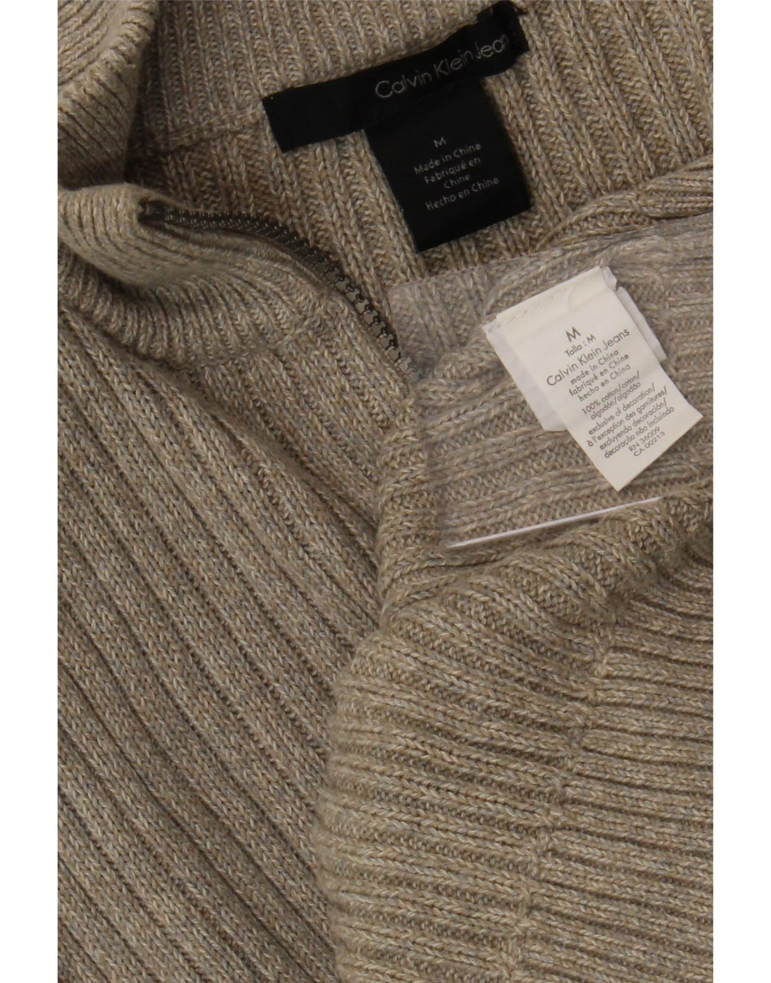 CALVIN KLEIN JEANS Maglione da uomo con collo con zip Beige medio screziato