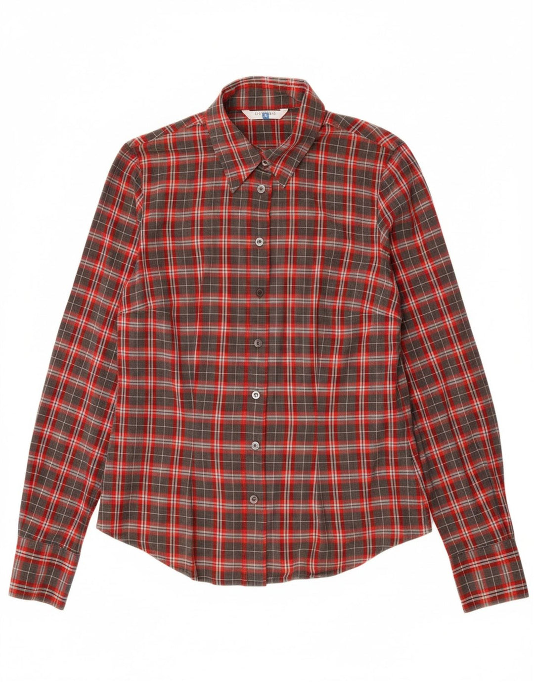 MARELLA Womens Flannel Shirt IT 42 Medium Grey Check Cotton Vintage Marella and Second-Hand Marella from Messina Hembry 