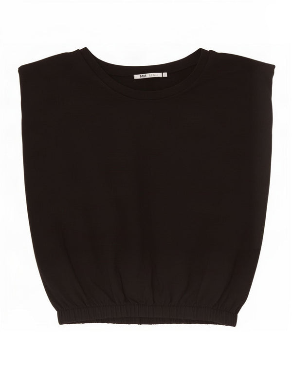 Camicetta senza maniche corta da donna Zara UK 10 piccola in cotone nero
