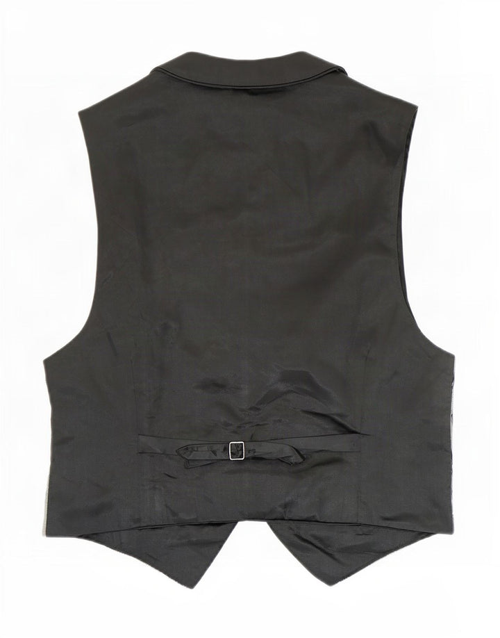 Gilet vintage da uomo con motivo astratto piccolo in rayon grigio