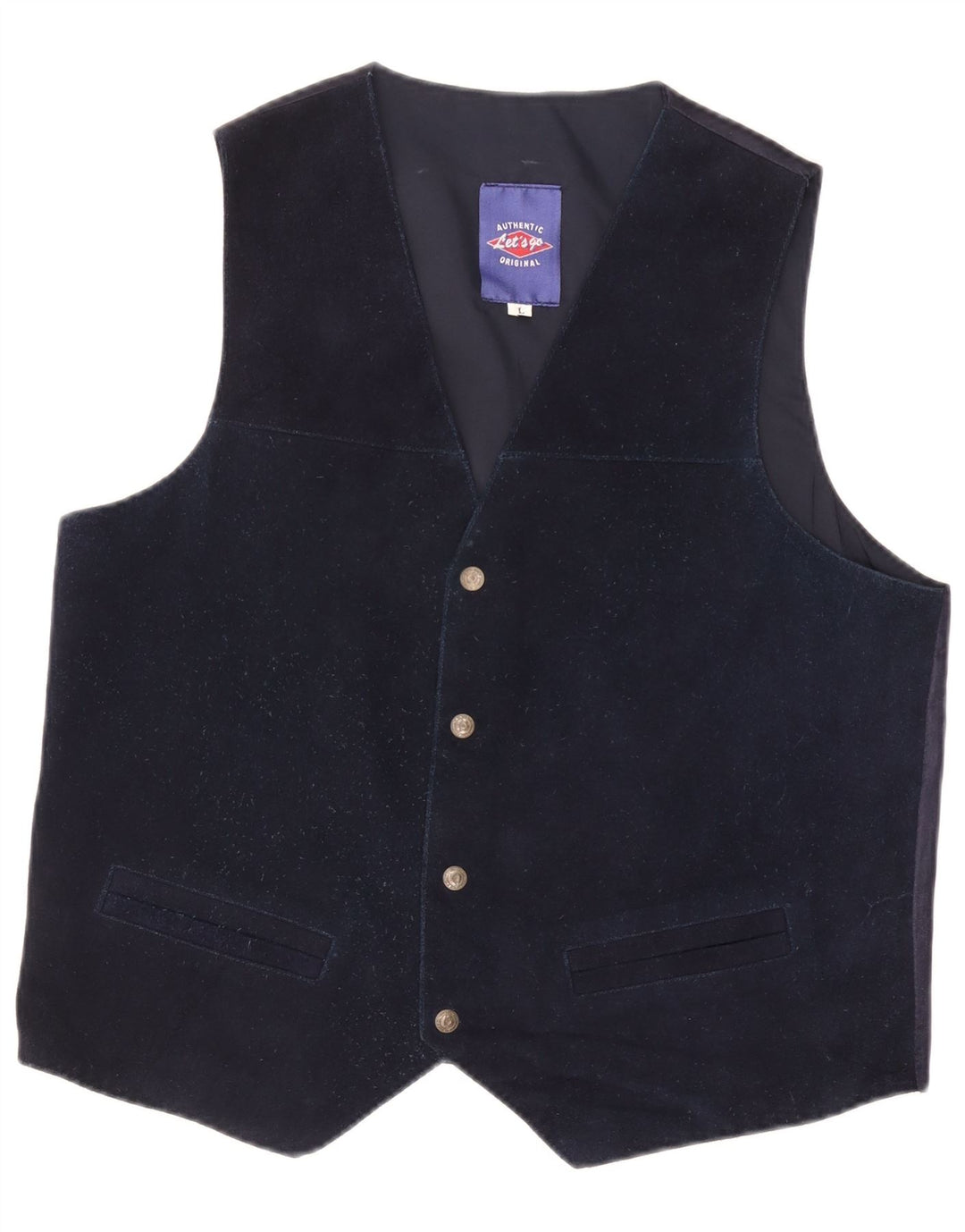 Gilet da uomo in pelle scamosciata VINTAGE grande in pelle blu navy