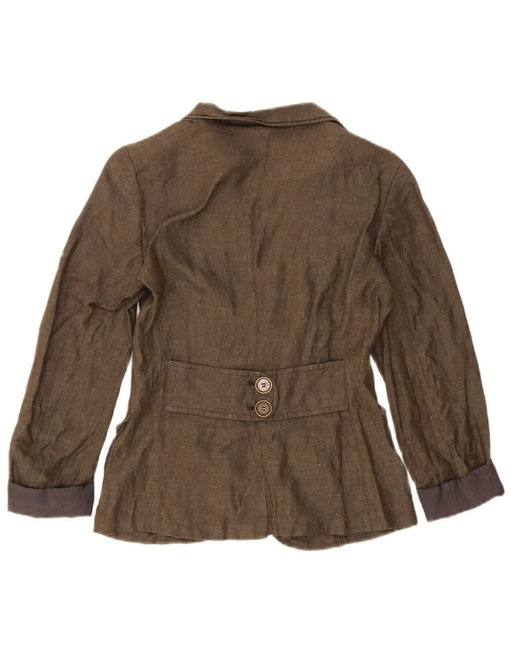Max & Co. Giacca blazer da donna a 2 bottoni UK 6 XS Lino marrone