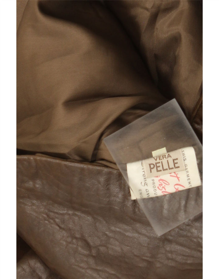 Cappotto in pelle da donna vintage IT 42 in pelle marrone medio