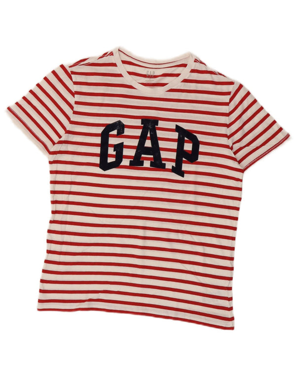 Gap T-shirt grafica da donna Top UK 14 Cotone a righe rosse medie