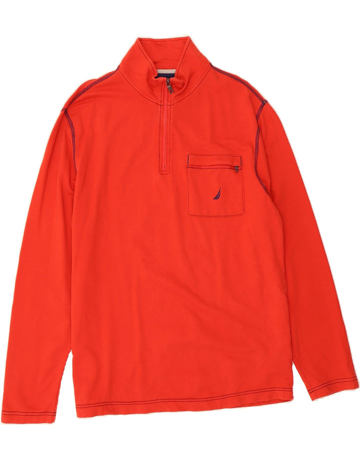NAUTICA Mens Zip Neck Sweatshirt Jumper Large Red Cotton Vintage Nautica and Second-Hand Nautica from Messina Hembry 