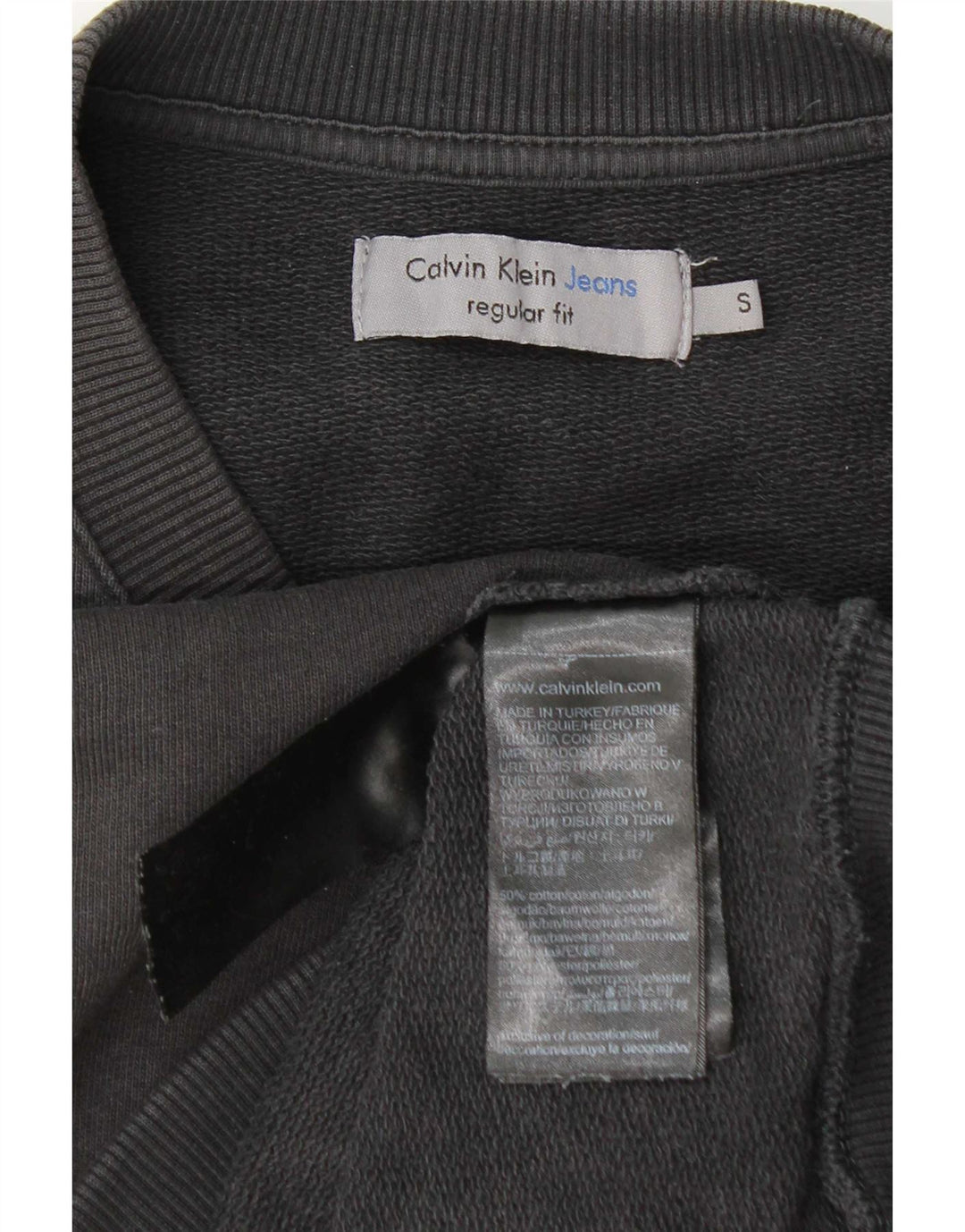 Calvin Klein Jeans Uomo Regular Fit Felpa Maglione Piccolo Cotone Grigio