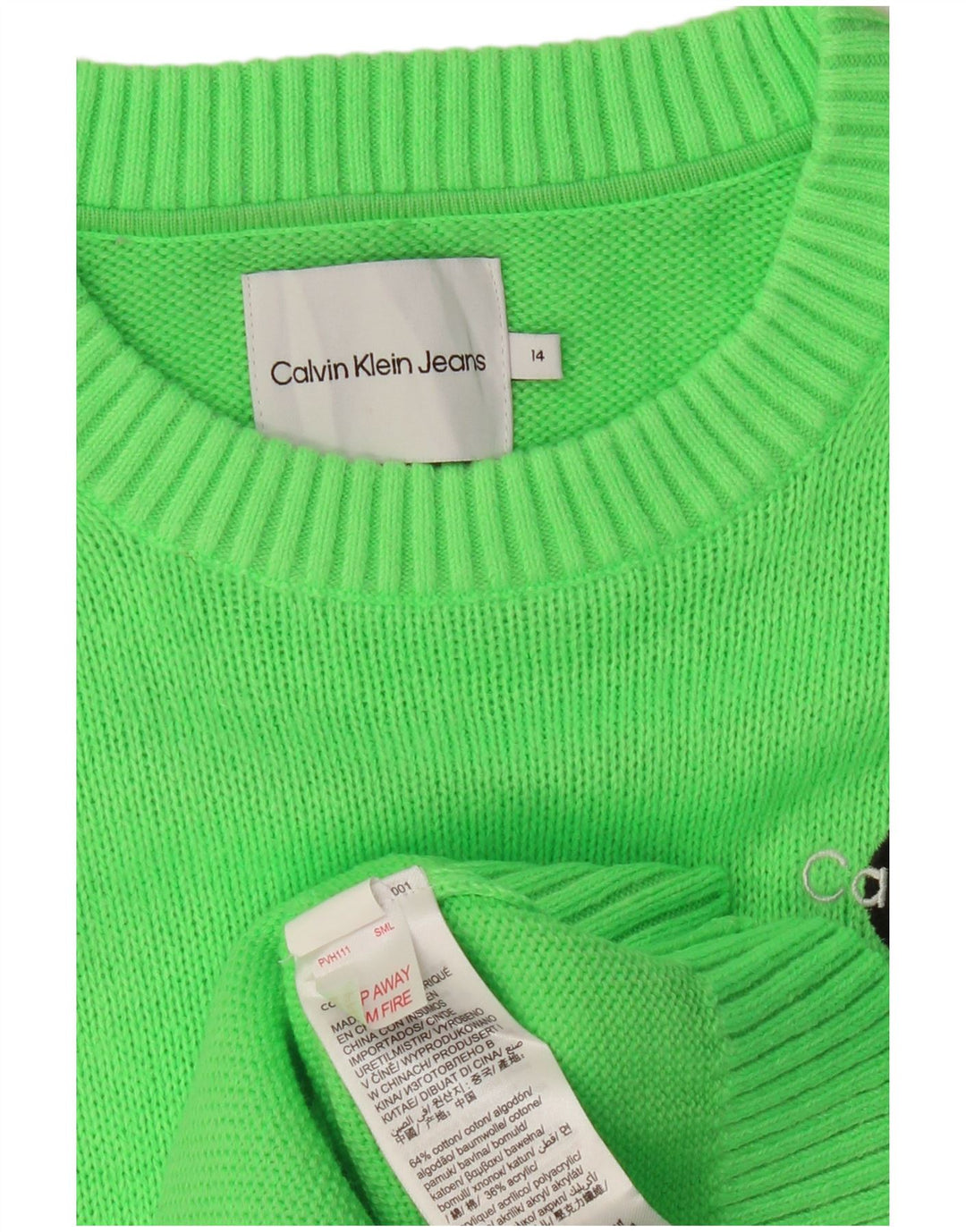 CALVIN KLEIN JEANS Maglione maglione girocollo da donna UK 14 Verde medio