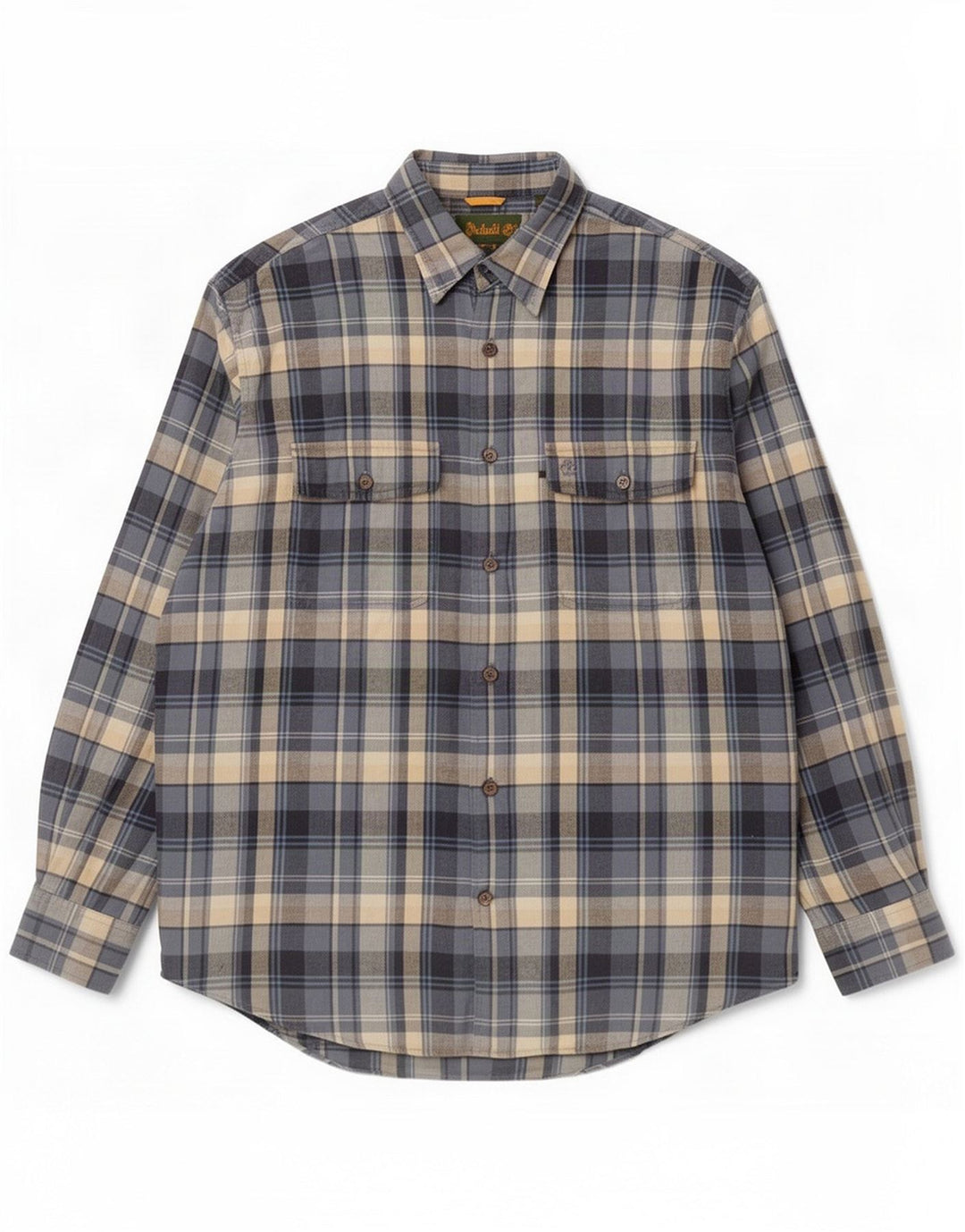 Camicia in flanella da uomo Timberland in cotone scozzese blu medio