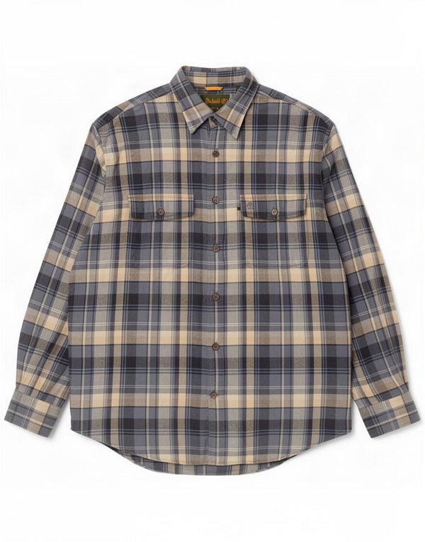 Camicia in flanella da uomo Timberland in cotone scozzese blu medio