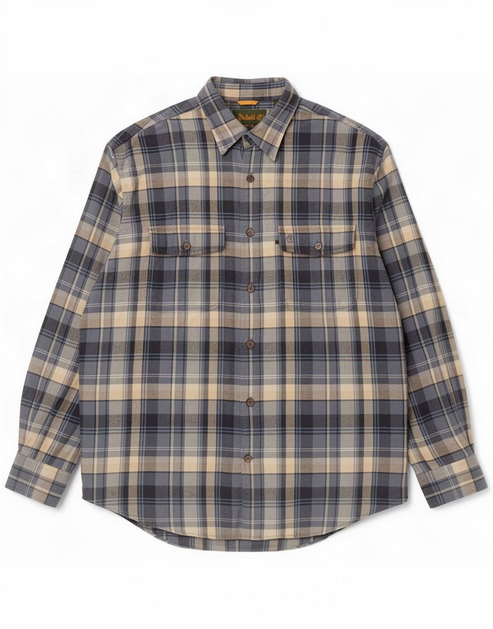 Camicia in flanella da uomo Timberland in cotone scozzese blu medio