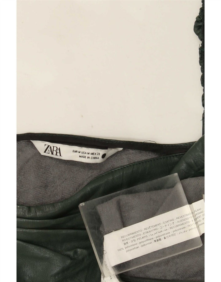 Top monospalla da donna in ecopelle Zara UK 12 Poliuretano verde medio
