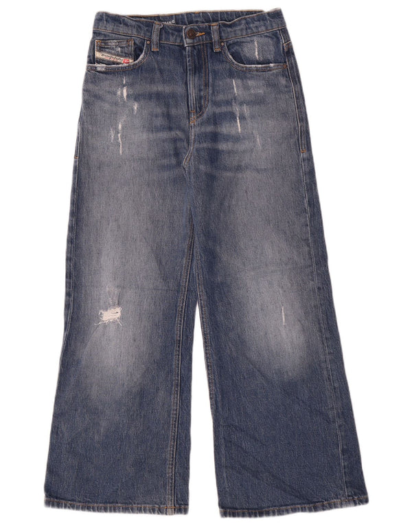 Jeans Diesel da bambino a gamba larga effetto consumato 9-10 anni W26 L24 cotone blu