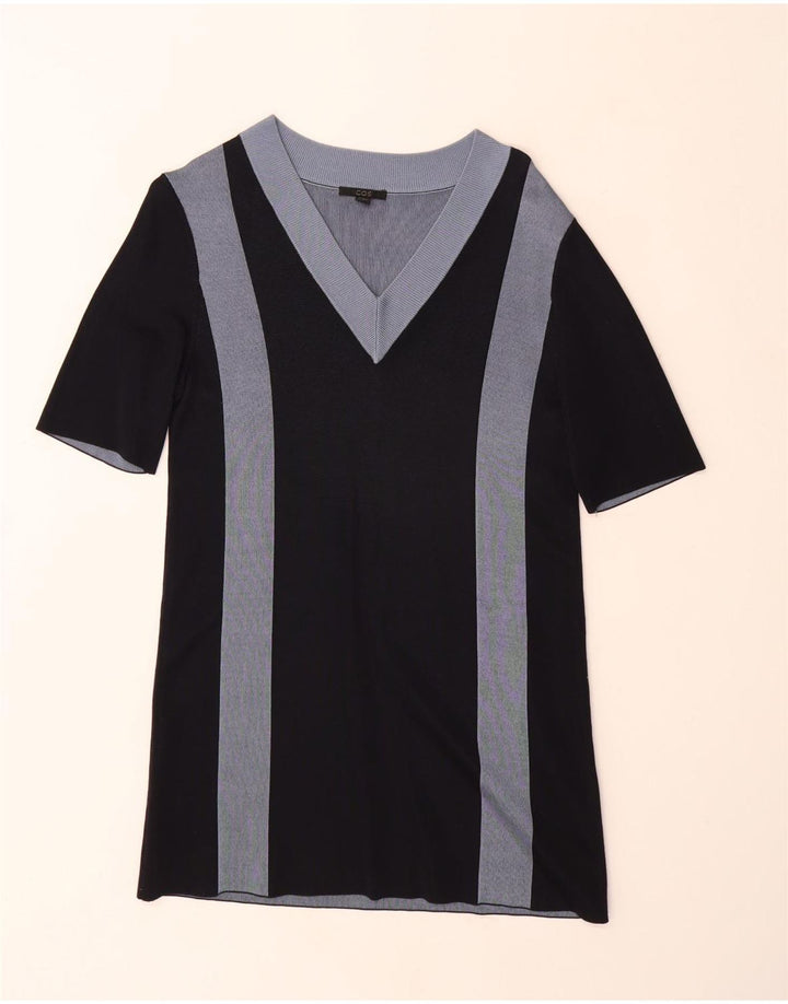 COS Abito maglione da donna a maniche corte vestibilità ampia UK 6 XS Blu navy a righe
