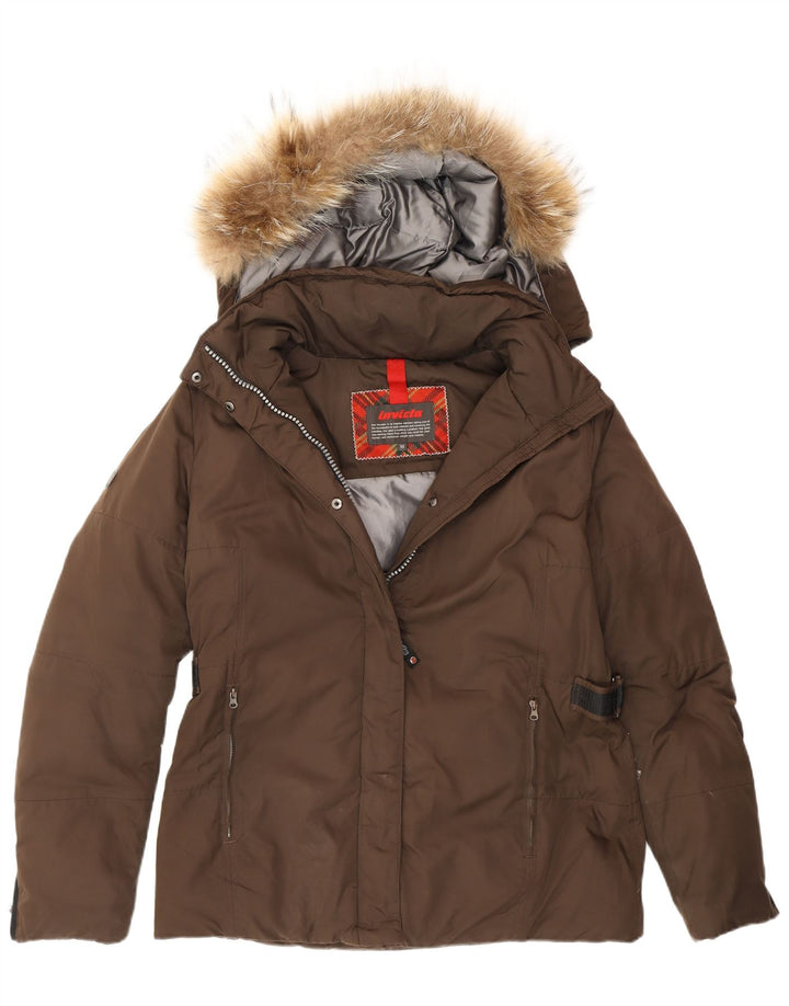 Giacca imbottita con cappuccio da donna Invicta UK 12 Poliestere marrone medio