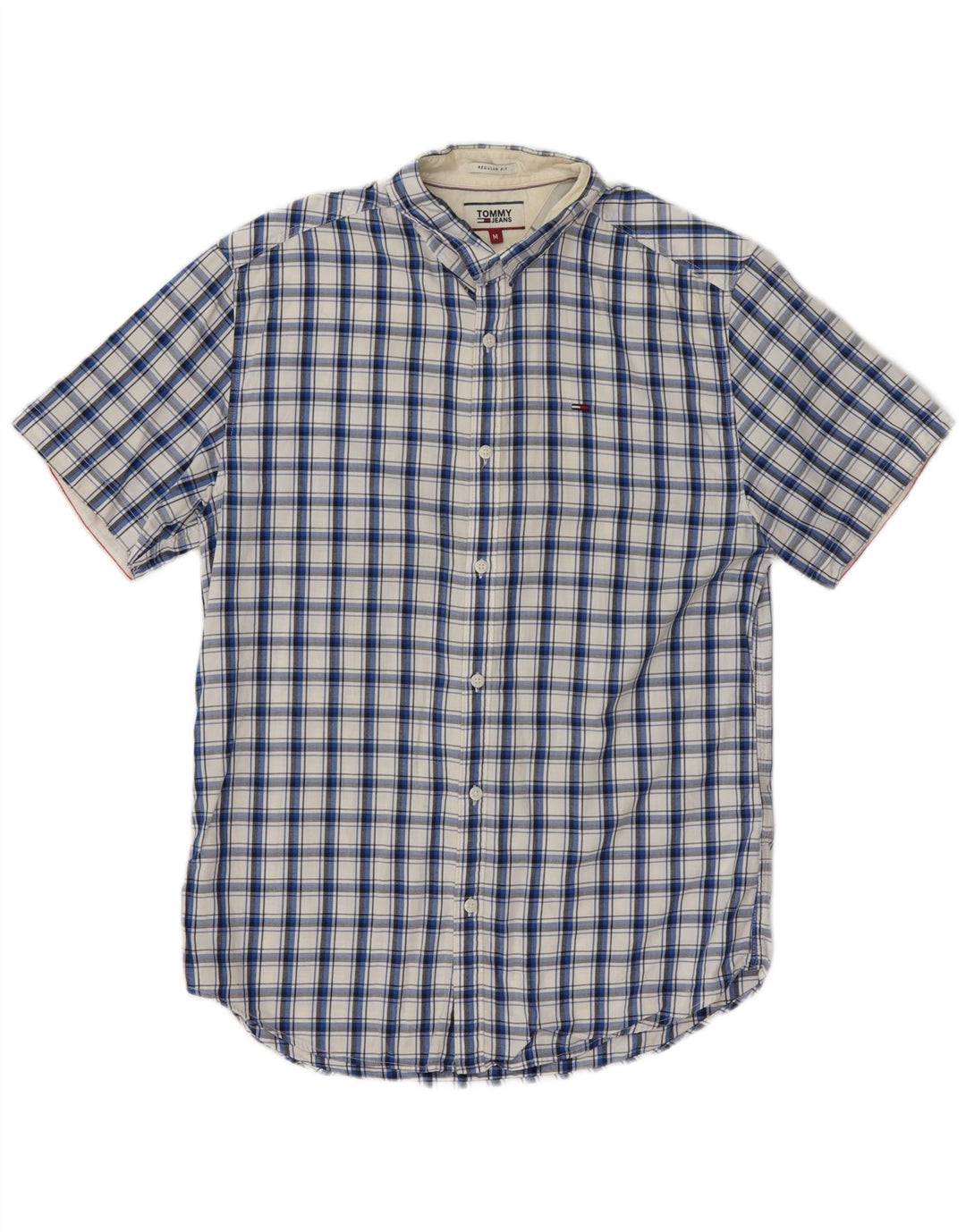 Camicia a maniche corte vestibilità regolare da uomo Tommy Hilfiger Cotone a quadri blu medio