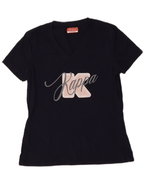T-shirt grafica da donna Kappa Top UK 18 XL blu navy cotone
