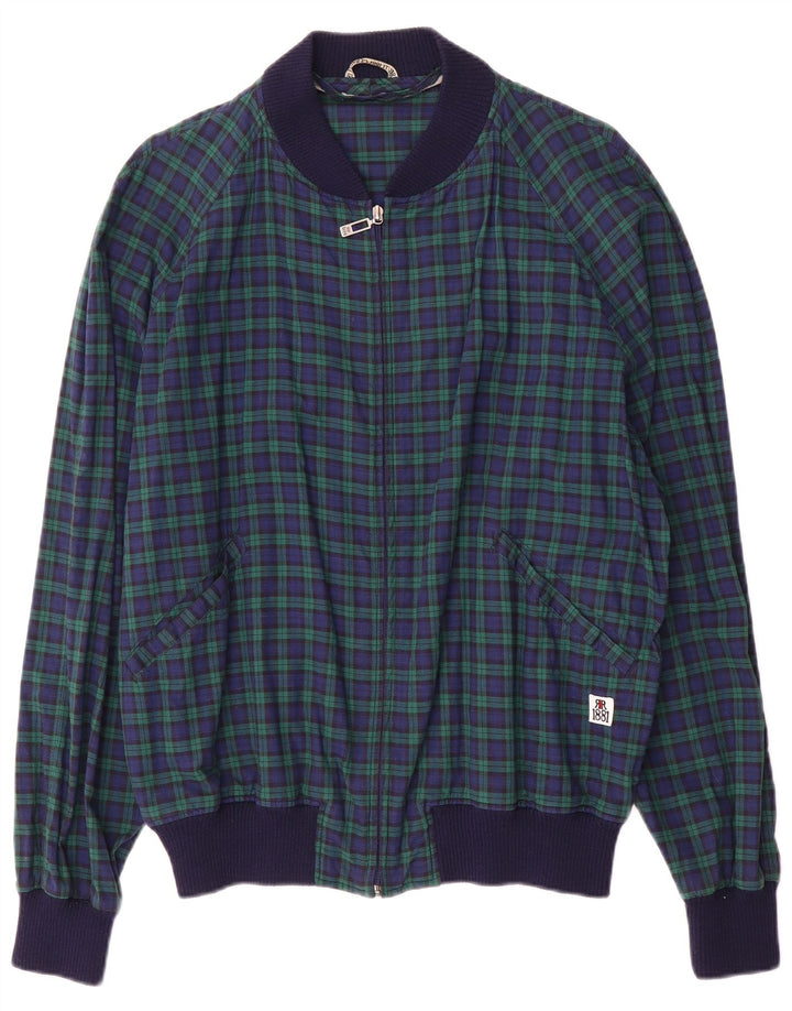 Cerruti 1881 Giacca bomber da uomo UK 40 Grande poliestere a quadri verdi